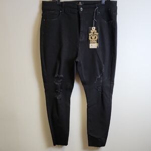 High Rise Black Distressed Jeans